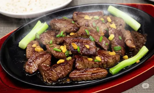 [I] 鐵板黑椒蒜香牛柳粒飯